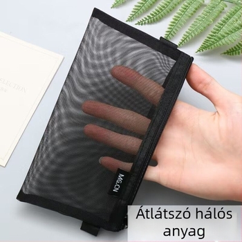 Átlátszó hálós tolltartó, nagy kapacitású, nylonból, irodai kellékek