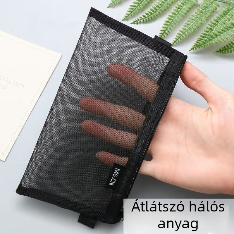 Átlátszó hálós tolltartó, nagy kapacitású, nylonból, irodai kellékek