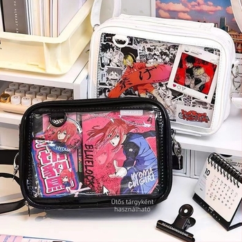 Nagy kapacitású keresztbody táska, tárolórekesszel, PU anyagból, légáteresztő és vízálló