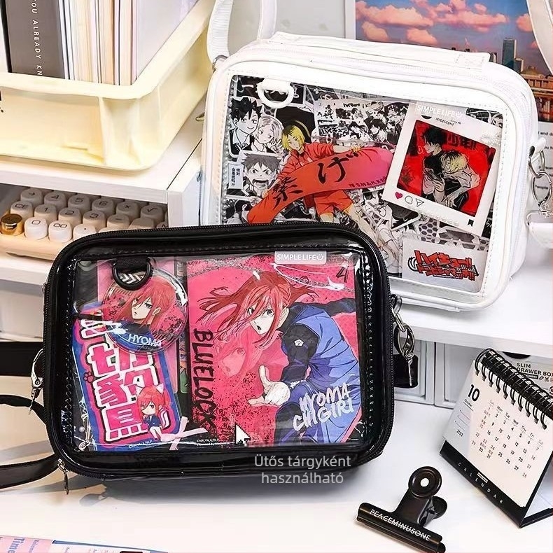 Nagy kapacitású keresztbody táska, tárolórekesszel, PU anyagból, légáteresztő és vízálló