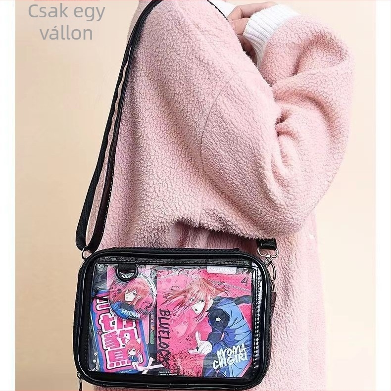 Nagy kapacitású keresztbody táska, tárolórekesszel, PU anyagból, légáteresztő és vízálló