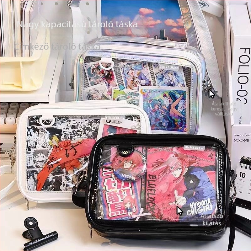 Nagy kapacitású keresztbody táska, tárolórekesszel, PU anyagból, légáteresztő és vízálló