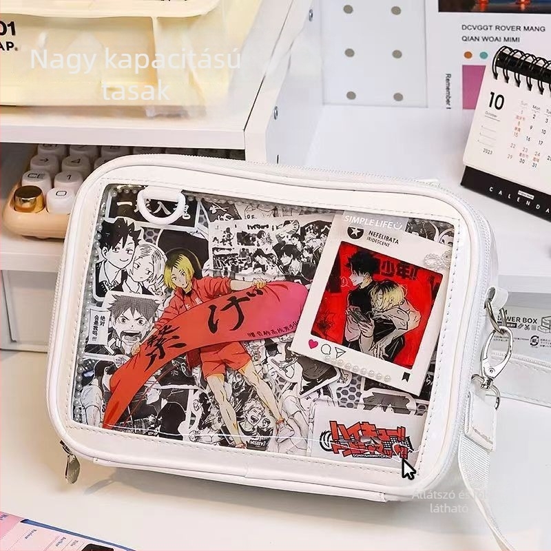 Nagy kapacitású keresztbody táska, tárolórekesszel, PU anyagból, légáteresztő és vízálló