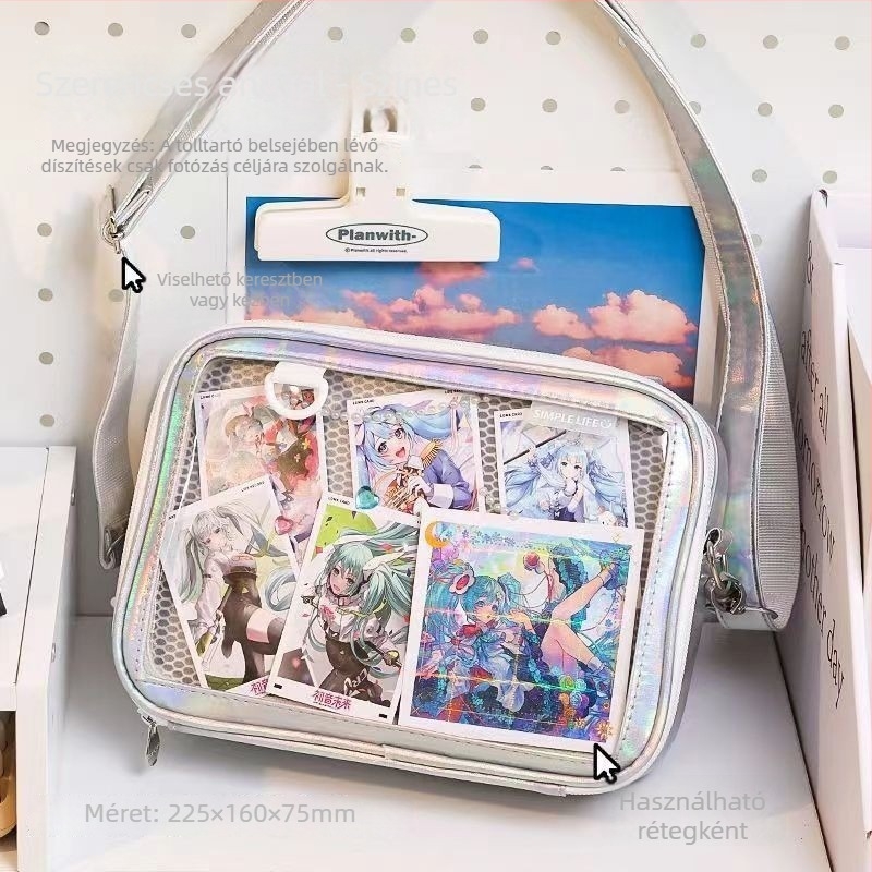 Nagy kapacitású keresztbody táska, tárolórekesszel, PU anyagból, légáteresztő és vízálló