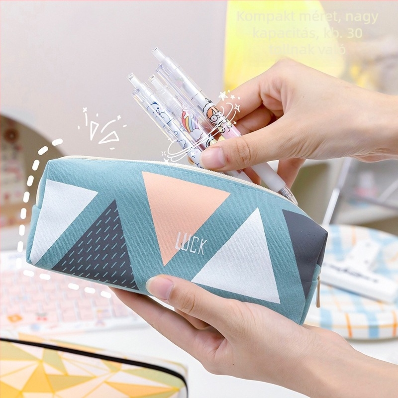 Általános iskolások ceruzatáskája - nagy kapacitású, vászon, koreai stílus, Xiao Meng