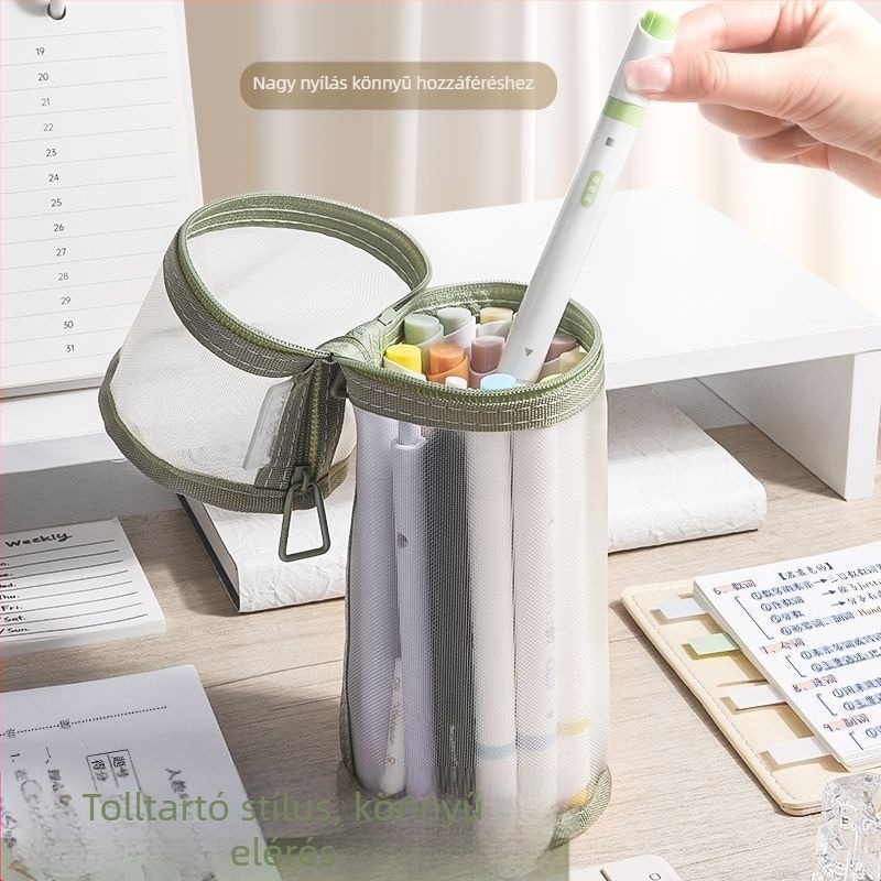 Hálós átlátszó ceruzatartó diákoknak, koreai stílusú, gimnáziumi, 2025-ös kiadás.
