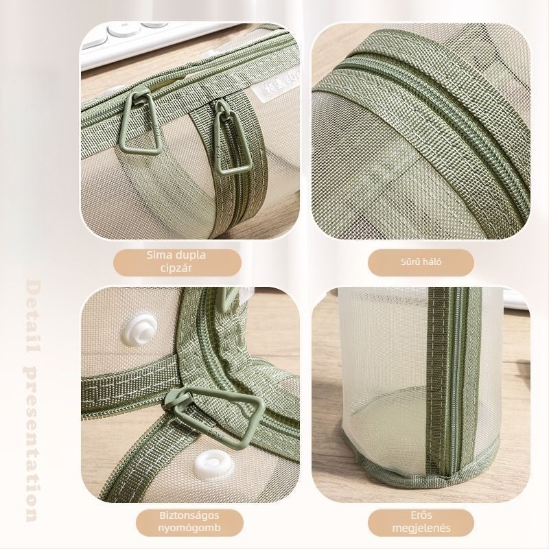 Hálós átlátszó ceruzatartó diákoknak, koreai stílusú, gimnáziumi, 2025-ös kiadás.