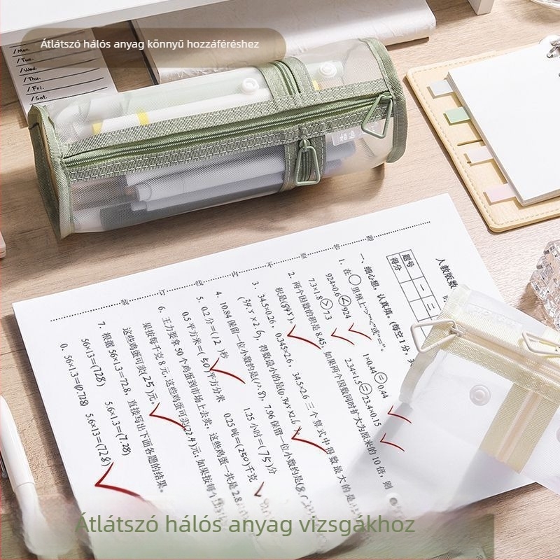 Hálós átlátszó ceruzatartó diákoknak, koreai stílusú, gimnáziumi, 2025-ös kiadás.