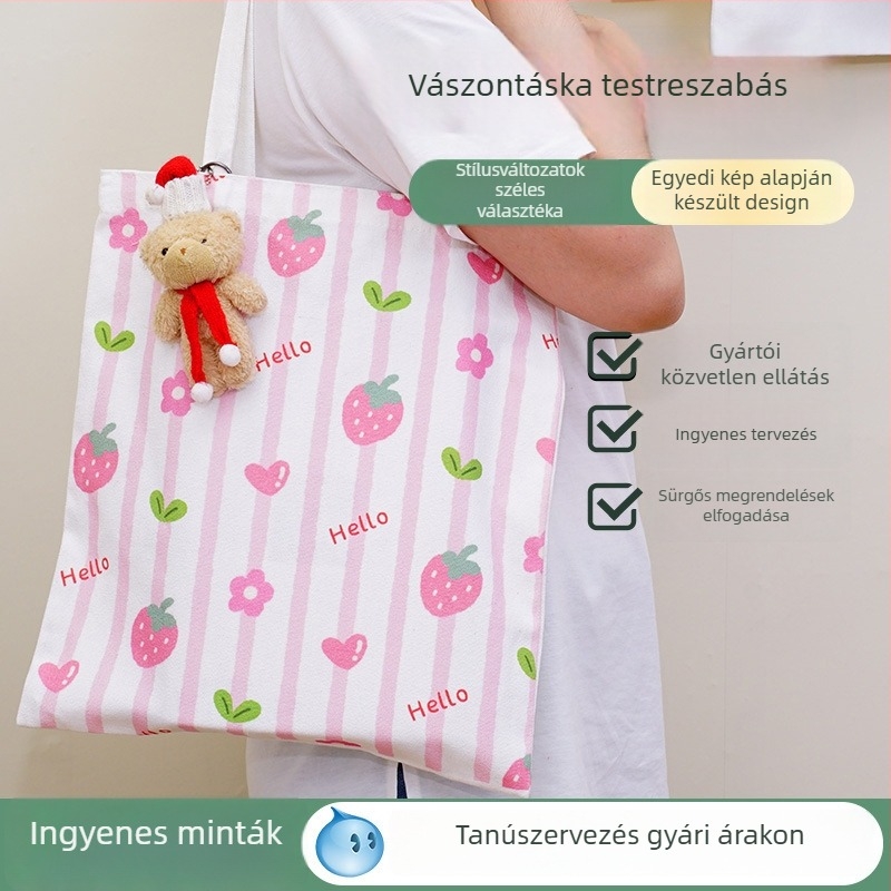 Kanvas táska egyedi logóval, kézitáska stílus, testreszabható, logó nyomtatás