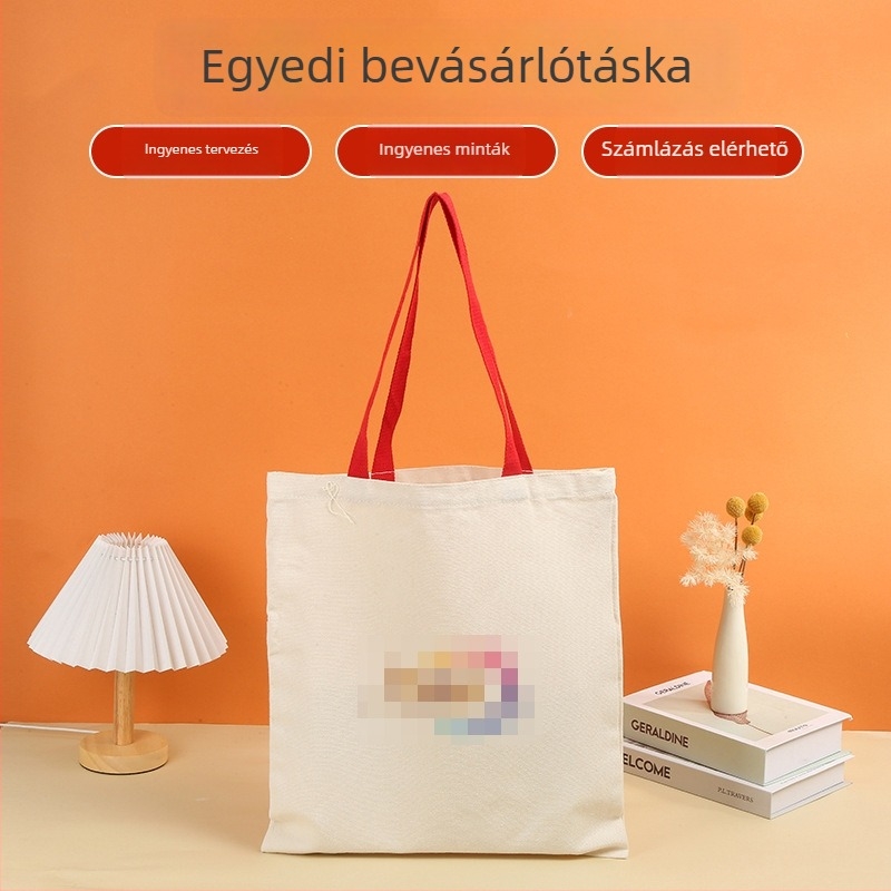 Vászon tote táska testreszabható logóval; alj és oldalsó varrásokkal; kézitáska stílusú