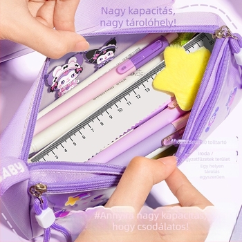 Kappa bear márkájú háromszög alakú tolltartó, dupla réteg, nagy kapacitás, nylon háló anyag, koreai stílus