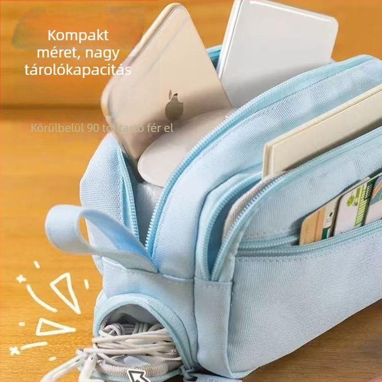 Tolltartó nagy kapacitású, több rekeszsel, Oxford anyagból, uniszex, japán stílus