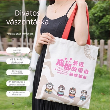 Egyedi vászon reklámtáska diákok számára logónyomással – forma: testre szabható, anyaga: poliészter-pamut vászon, nyomtatási módszerek: szitanyomás, gépi nyomtatás, digitális nyomtatás, hőtranszfer