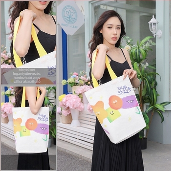 Egyedi vászon reklámtáska diákok számára logónyomással – forma: testre szabható, anyaga: poliészter-pamut vászon, nyomtatási módszerek: szitanyomás, gépi nyomtatás, digitális nyomtatás, hőtranszfer