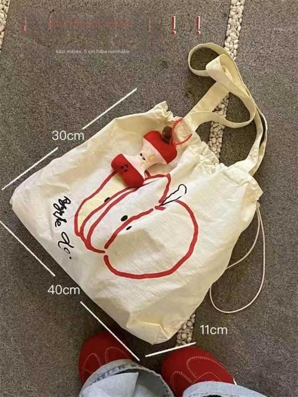 Húzós nylon tote táska szabadidős utazásokhoz (függőleges négyzetes forma; külső zseb; dupla vállpánt; poliészter bélés; puha)