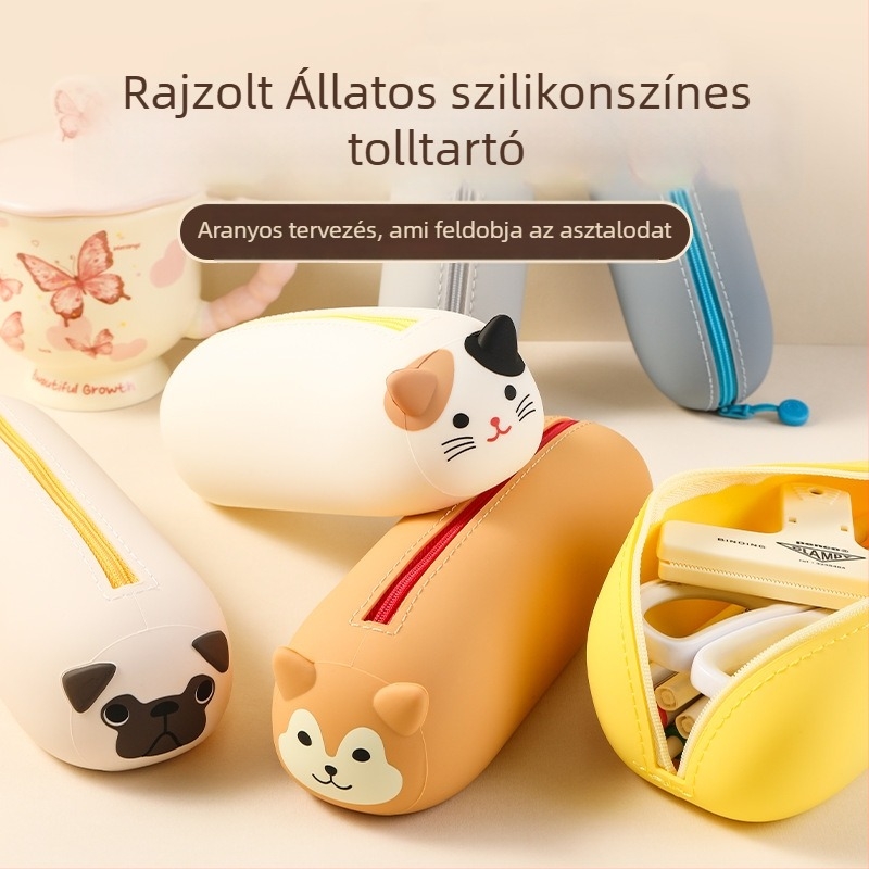 Szilikon tolltartó gyerekeknek – uniszex, japán stílus, aranyos dizájn, kreatív írószerek
