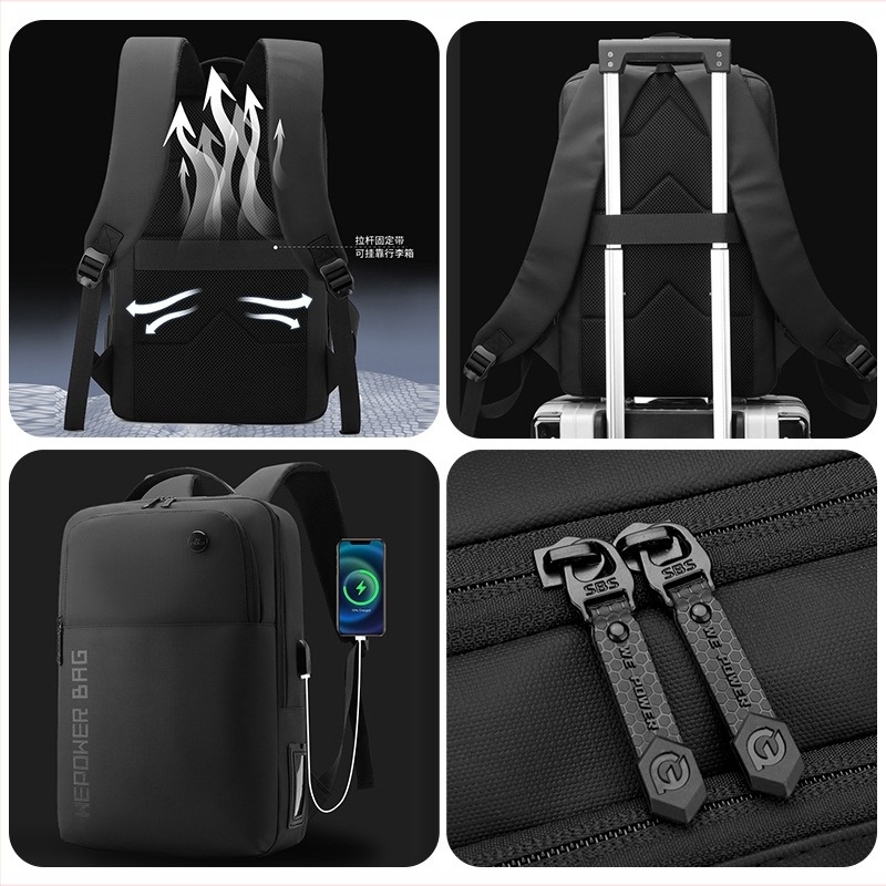 Férfi nylon hátizsák, 15 hüvelykes laptop-kompatibilitással, 20–35 L kapacitás, ívelt vállpánttal, légáteresztő