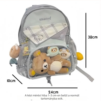 Iskolai hátizsák kontrasztos színű dizájnnal, friss és aranyos stílus, nylon anyag, kapacitás 20–35L, összetett mintázat, görbült vállpántok, légáteresztő
