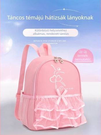 Csipkés tánctáska gyerekeknek, lányoknak balett- és latin tánchoz, nagy kapacitású, szöveg személyre szabása