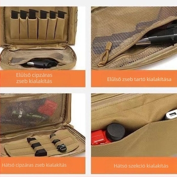 Férfiaknak készült vállon átvihető táska kültéri szabadidőhöz, taktikai tárolás, laptop-kompatibilis, antibakteriális, poliészter anyagú, PVC belső