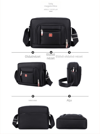 JANGEAR férfi válltáska, Oxford anyag, egy vállon átvetett crossbody, városi egyszerű stílus, antibakteriális и kopásálló, vízszintes négyzet alakú, egyszínű