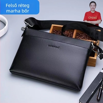 Férfi válltáska felsőréteg marhabőrből, nylon belső, KS66303 modell, városi egyszerű stílus