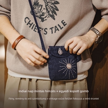Férfi crossbody táska hímzéssel – denim, kopásálló, Madden – retro stílus, tavasz 2024