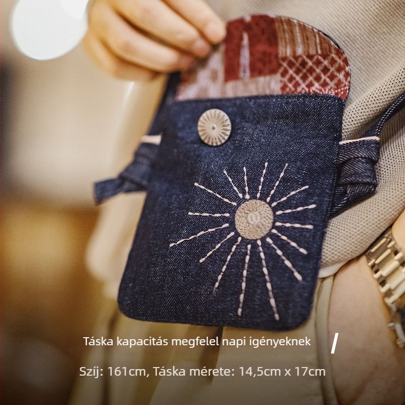 Férfi crossbody táska hímzéssel – denim, kopásálló, Madden – retro stílus, tavasz 2024