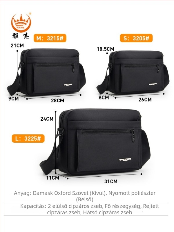 Férfi Crossbody táska, Oxford anyag, vízálló, városi minimalist stílus, nagy kapacitás