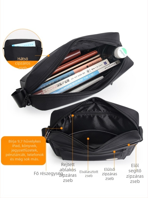 Férfi Crossbody táska, Oxford anyag, vízálló, városi minimalist stílus, nagy kapacitás