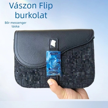 Férfiak számára vállon átívelő táska saddle messenger flip dizájnnal, elegáns üzleti-kényelmes crossbody, PU külső, poliészter belső, 2025 tavasz
