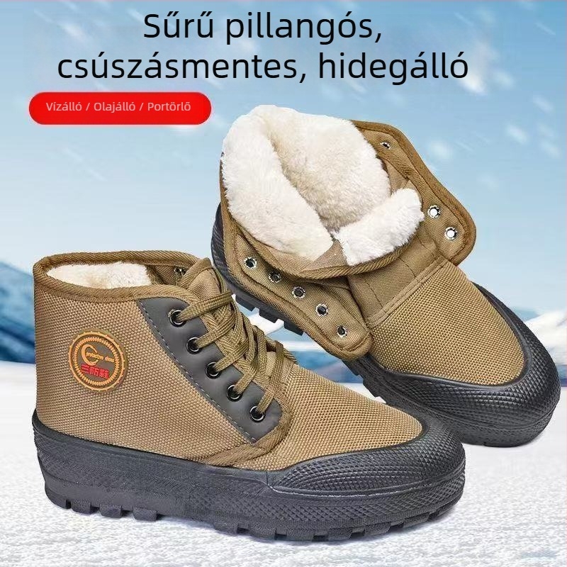 Férfi munkacipő velúr felsőrésszel, PVC talppal, melegen tartó funkció