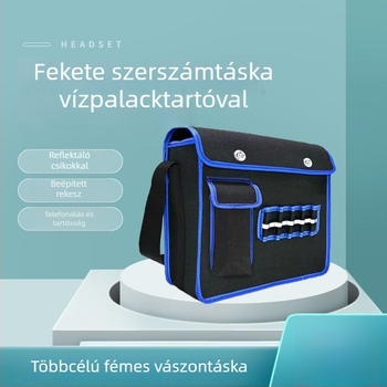Villanyszerelő szerszám táska keresztpántos kivitelben – vászonból, PU bélés, antibakteriális, férfiaknak, vállon hordható