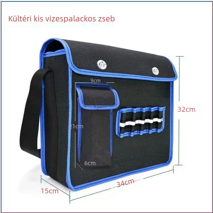 Villanyszerelő szerszám táska keresztpántos kivitelben – vászonból, PU bélés, antibakteriális, férfiaknak, vállon hordható