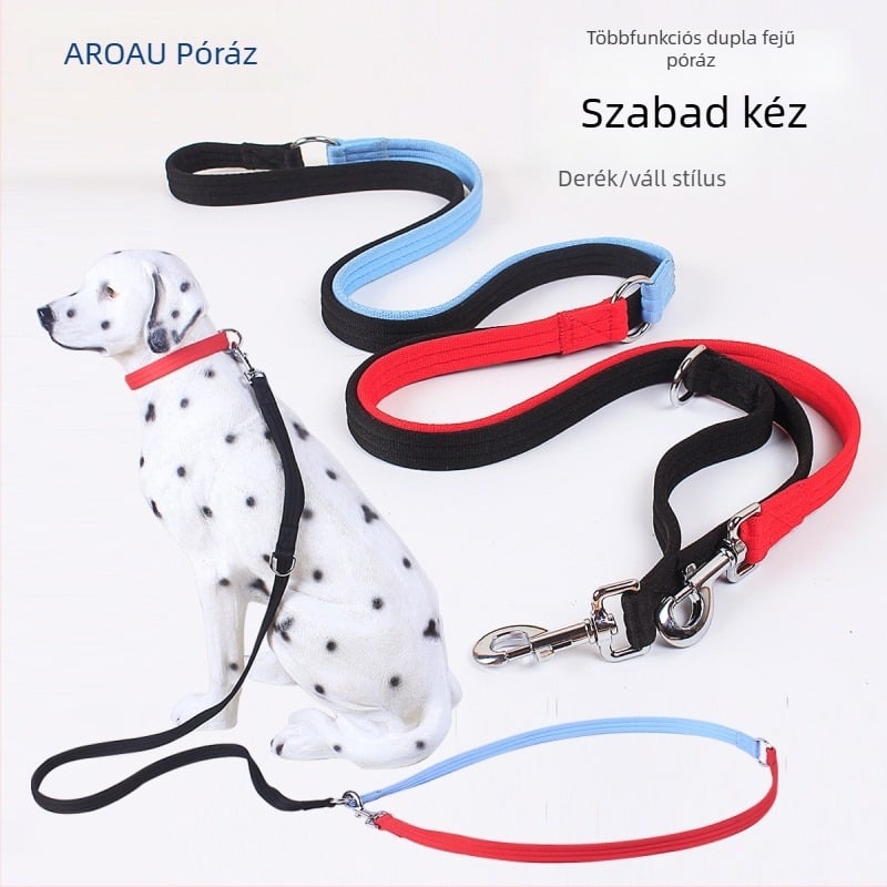 Kutyapóráz vállon átívelő dizájnnal, kéz nélkül használható, poliészter anyag, kettős fej, Lardeaolardo márka, Guangdongban készült (polyester; Lardeaolardo; Guangdong; non-expandable)