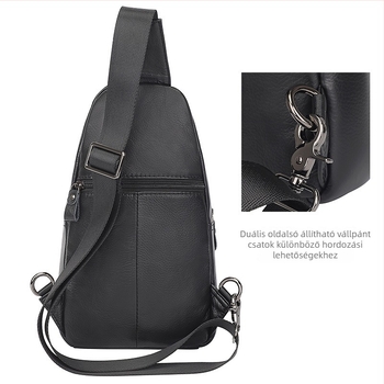 Férfi bőr crossbody táska, street trend stílus, modell 4013Q, vízálló, kompatibilis 8 hüvelykes laptophoz