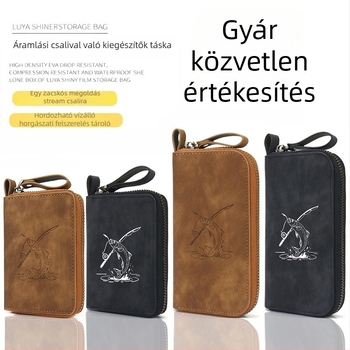 PU bőr műcsali táska strassz díszítéssel, hordozható mini csalihordozó és horogtároló doboz