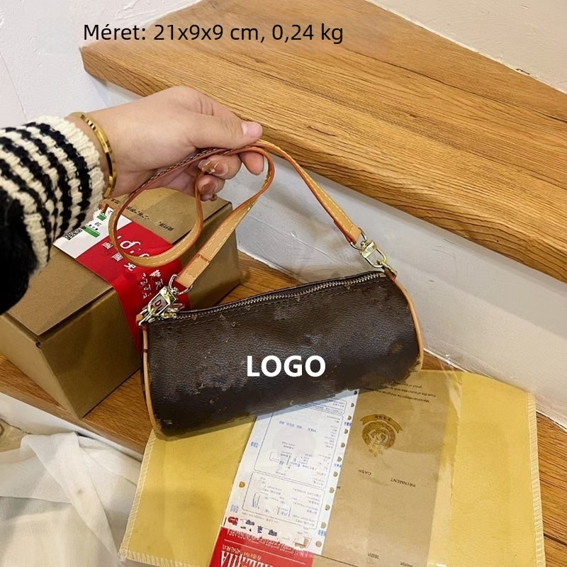 Bagett-stílusú válltáska, PU anyag, hengeres forma, cipzár, zseb a telefon, 2024 tavasz