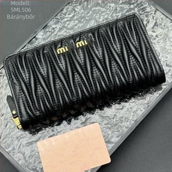 Valódi kecskebőrből készült plisztás pénztárca cipzárral, dokumentumtáska, vízszintes négyzetes formájú, ősz 2025