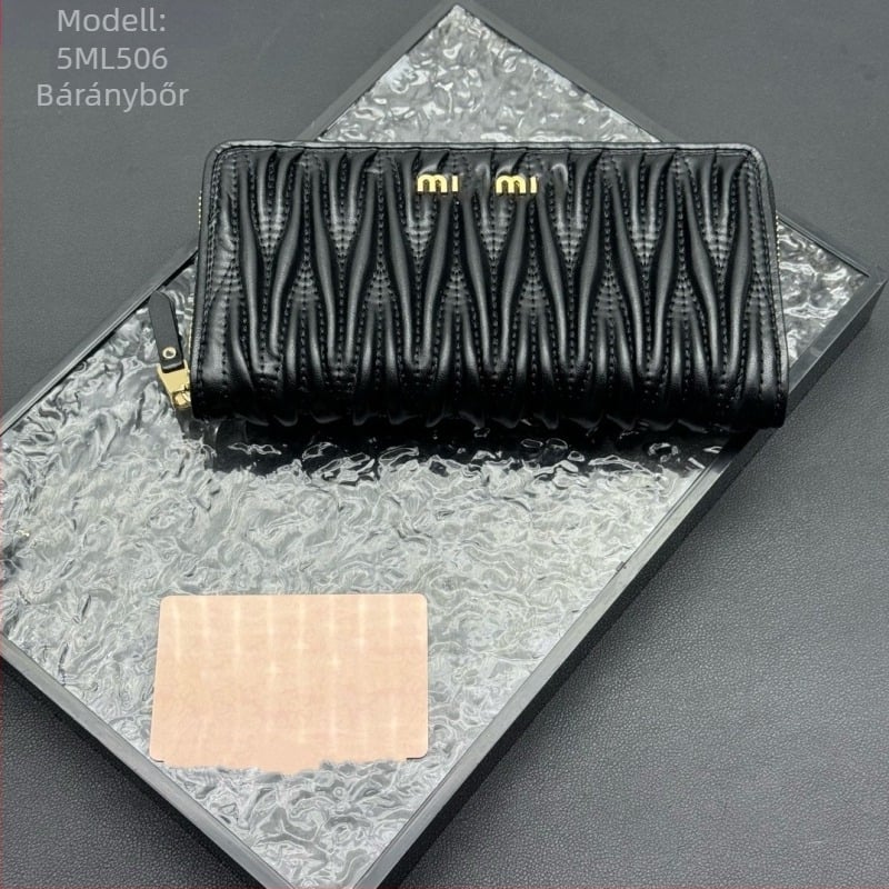 Valódi kecskebőrből készült plisztás pénztárca cipzárral, dokumentumtáska, vízszintes négyzetes formájú, ősz 2025