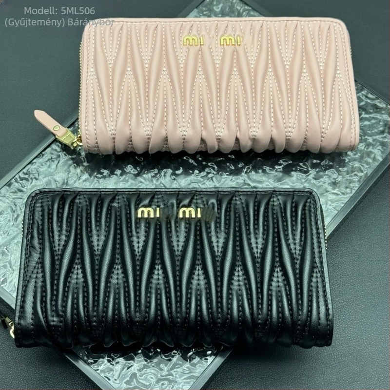 Valódi kecskebőrből készült plisztás pénztárca cipzárral, dokumentumtáska, vízszintes négyzetes formájú, ősz 2025