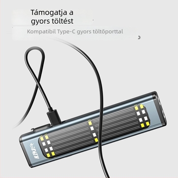 Alumínium ötvözetű LED elemlámpa, hordozható munkalámpa, 10W, 1000mAh, napelemes töltés, mágneses rögzítés, hatótávolság ≥ 500m