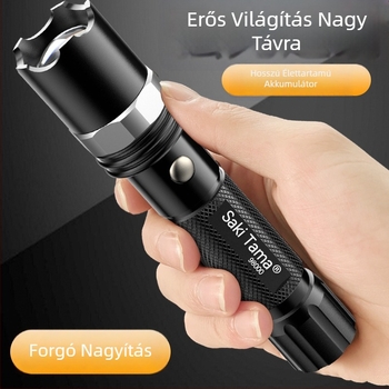 T6 LED elemlámpa, 10W, alumínium ötvözet, újratölthető, 18650-es akkumulátor