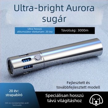 Rozsdamentes acél LED elemlámpa, 40W, újratölthető, kézi töltés, hatótáv 500 m, 4800mAh