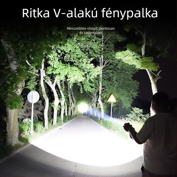 Rozsdamentes acél LED elemlámpa, 40W, újratölthető, kézi töltés, hatótáv 500 m, 4800mAh