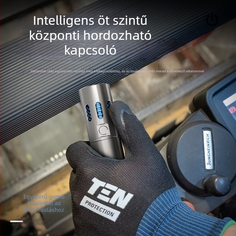 Rozsdamentes acél LED elemlámpa, 40W, újratölthető, kézi töltés, hatótáv 500 m, 4800mAh