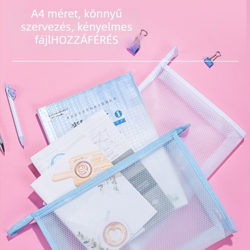 Deli PVC átlátszó cipzáras tasak dokumentumokhoz, matt felülettel