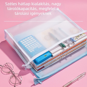 Deli PVC átlátszó cipzáras tasak dokumentumokhoz, matt felülettel