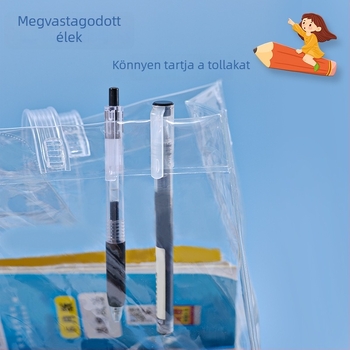 Átlátszó PVC dokumentumtáska csattal záródással, diákoknak, vizsgákhoz és házi feladatokhoz