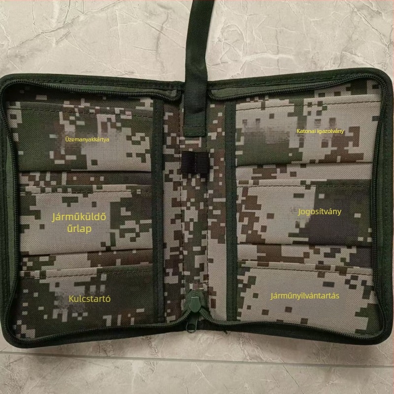 Kamuflált jogosítvány és dokumentumtartó, útlevél/ID tok, Oxford anyag, uniszex, belső nylon bélés, lélegző és vízálló